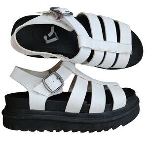 Y2K Report Women’s White Black Thick‎ Chunky Platform Sandals Size 7.5 Caged